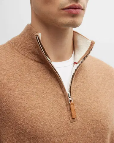 Neiman Marcus Men's Wool-Cashmere 1/4-Zip Sweater | Thumbnail 4 Neiman Marcus Men's Wool-Cashmere 1/4-Zip Sweater | Thumbnail 4