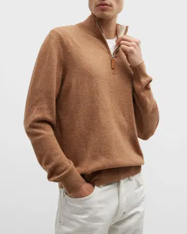 Neiman Marcus Men's Wool-Cashmere 1/4-Zip Sweater | Thumbnail 5 Neiman Marcus Men's Wool-Cashmere 1/4-Zip Sweater | Thumbnail 5