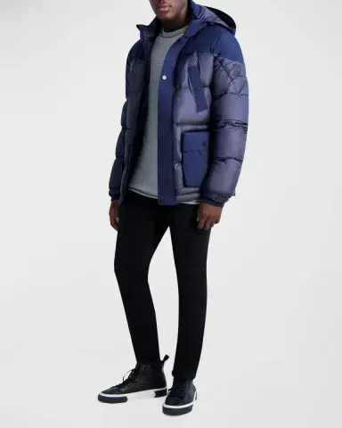 Karl Lagerfeld Paris Men's Fabric-Blocked Down Coat | Thumbnail 2 Karl Lagerfeld Paris Men's Fabric-Blocked Down Coat | Thumbnail 2