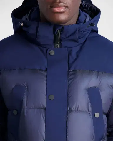 Karl Lagerfeld Paris Men's Fabric-Blocked Down Coat | Thumbnail 4 Karl Lagerfeld Paris Men's Fabric-Blocked Down Coat | Thumbnail 4