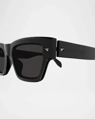 Alexander McQueen Men's Studded Acetate Rectangle Sunglasses | Thumbnail 2 Alexander McQueen Men's Studded Acetate Rectangle Sunglasses | Thumbnail 2