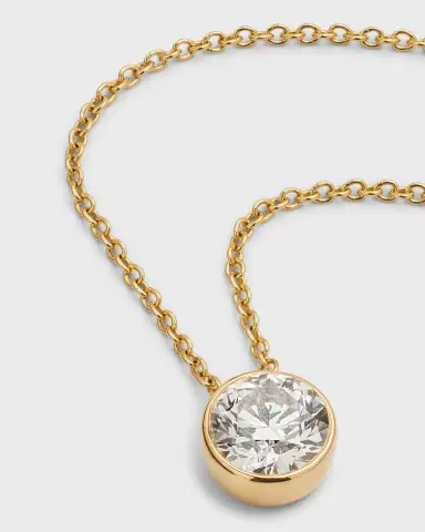 Neiman Marcus Lab Grown Diamonds Lab Grown Diamond 18K Yellow Gold Round Pendant Necklace, 1.5tcw | Thumbnail 3 Neiman Marcus Lab Grown Diamonds Lab Grown Diamond 18K Yellow Gold Round Pendant Necklace, 1.5tcw | Thumbnail 3