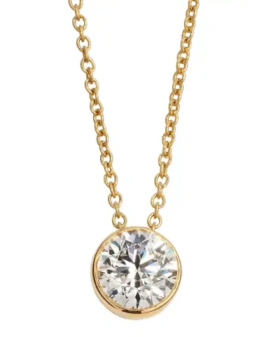 Neiman Marcus Lab Grown Diamonds Lab Grown Diamond 18K Yellow Gold Round Pendant Necklace, 1.5tcw | Thumbnail 1 Neiman Marcus Lab Grown Diamonds Lab Grown Diamond 18K Yellow Gold Round Pendant Necklace, 1.5tcw | Thumbnail 1