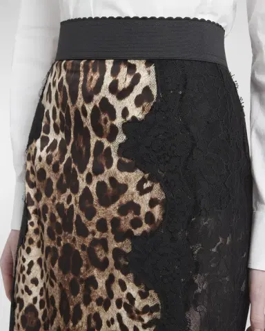 Dolce & Gabbana Leopard-Print Insert Lace Midi Skirt | Thumbnail 5 Dolce & Gabbana Leopard-Print Insert Lace Midi Skirt | Thumbnail 5