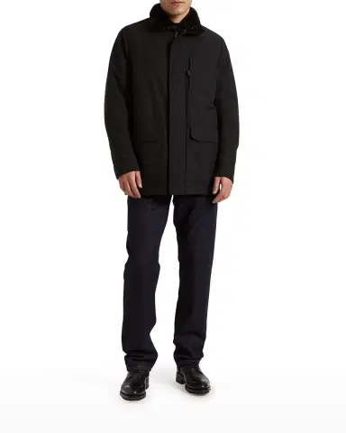 Brioni Men's Shearling Collar Field Jacket | Thumbnail 3 Brioni Men's Shearling Collar Field Jacket | Thumbnail 3