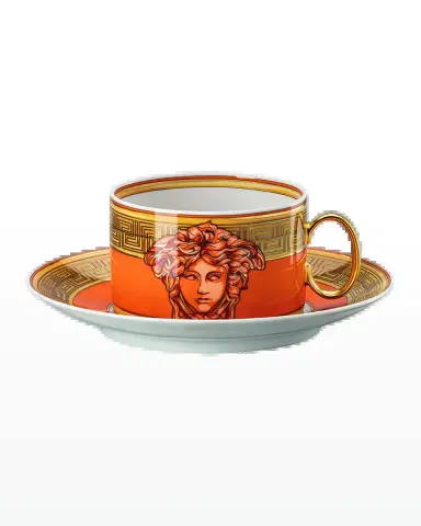 Versace Medusa Amplified Orange Coin Tea Cup and Saucer | Thumbnail 2 Versace Medusa Amplified Orange Coin Tea Cup and Saucer | Thumbnail 2