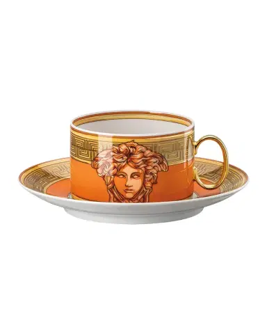 Versace Medusa Amplified Orange Coin Tea Cup and Saucer | Thumbnail 1 Versace Medusa Amplified Orange Coin Tea Cup and Saucer | Thumbnail 1