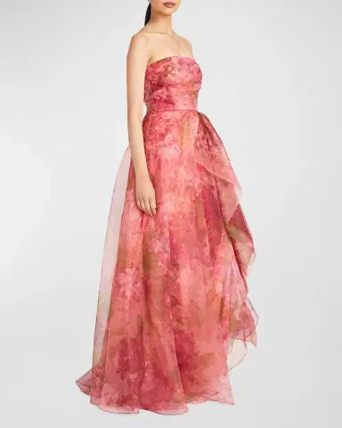 Theia Fahreta Strapless Floral-Print Ruffle Gown | Thumbnail 3 Theia Fahreta Strapless Floral-Print Ruffle Gown | Thumbnail 3