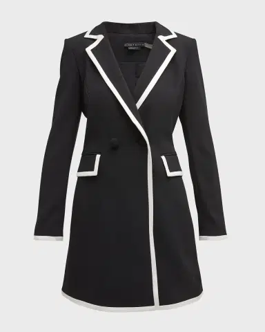 ALICE + OLIVIA Kyrie Piped Tuxedo Dress | Thumbnail 2 ALICE + OLIVIA Kyrie Piped Tuxedo Dress | Thumbnail 2