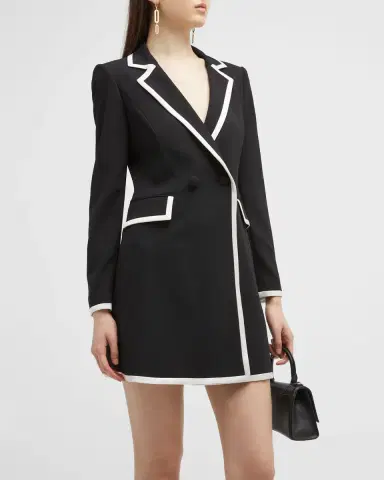 ALICE + OLIVIA Kyrie Piped Tuxedo Dress | Thumbnail 3 ALICE + OLIVIA Kyrie Piped Tuxedo Dress | Thumbnail 3