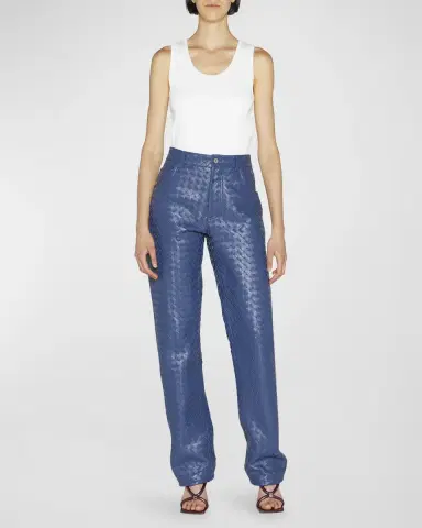 Bottega Veneta Intrecciato Woven Leather Straight Leg Trousers | Thumbnail 2 Bottega Veneta Intrecciato Woven Leather Straight Leg Trousers | Thumbnail 2