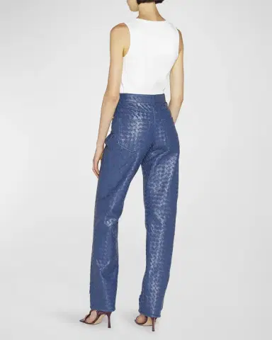 Bottega Veneta Intrecciato Woven Leather Straight Leg Trousers | Thumbnail 3 Bottega Veneta Intrecciato Woven Leather Straight Leg Trousers | Thumbnail 3