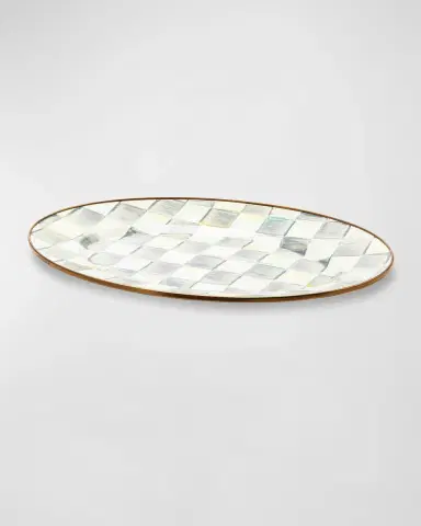 MacKenzie-Childs Sterling Check Enamel Oval Platter, Small | Thumbnail 2 MacKenzie-Childs Sterling Check Enamel Oval Platter, Small | Thumbnail 2