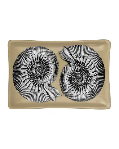 FORNASETTI Rectangular Ashtray - Conchiglie Black Gold White | Thumbnail 1 FORNASETTI Rectangular Ashtray - Conchiglie Black Gold White | Thumbnail 1