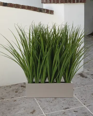 NDI Faux Grass In Grey Trough, 38"T | Thumbnail 2 NDI Faux Grass In Grey Trough, 38"T | Thumbnail 2