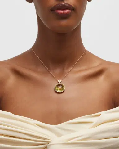 Lisa Nik Rocks 18K Rose Gold Lemon Quartz Diamond Halo and Heart Bail Pendant Necklace | Thumbnail 2 Lisa Nik Rocks 18K Rose Gold Lemon Quartz Diamond Halo and Heart Bail Pendant Necklace | Thumbnail 2