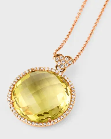 Lisa Nik Rocks 18K Rose Gold Lemon Quartz Diamond Halo and Heart Bail Pendant Necklace | Thumbnail 3 Lisa Nik Rocks 18K Rose Gold Lemon Quartz Diamond Halo and Heart Bail Pendant Necklace | Thumbnail 3