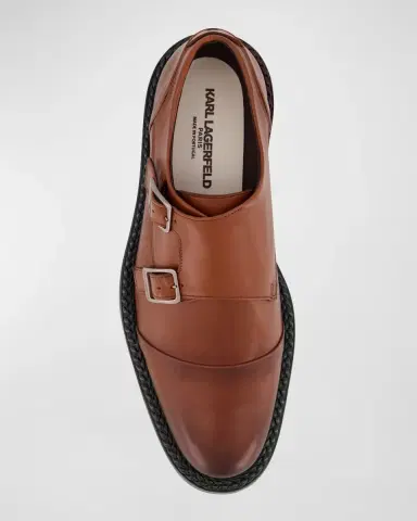 Karl Lagerfeld Paris Men's Cap Toe Double Monk Strap Loafers | Thumbnail 4 Karl Lagerfeld Paris Men's Cap Toe Double Monk Strap Loafers | Thumbnail 4