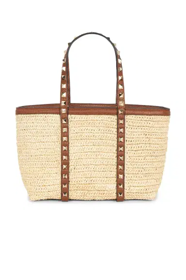 Valentino Garavani Crochet Raffia Rockstud Mini Tote Bag | Thumbnail 4 Valentino Garavani Crochet Raffia Rockstud Mini Tote Bag | Thumbnail 4