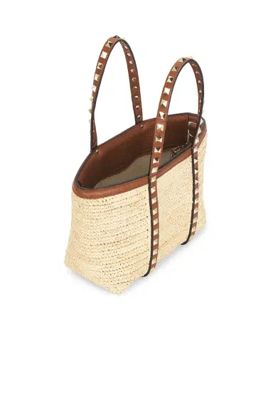 Valentino Garavani Crochet Raffia Rockstud Mini Tote Bag | Thumbnail 6 Valentino Garavani Crochet Raffia Rockstud Mini Tote Bag | Thumbnail 6