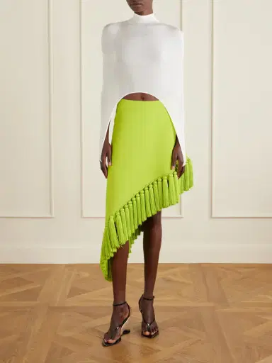 Alaïa Tassle Fringed Asymmetric Wool-gabardine Midi Skirt | Thumbnail 2 Alaïa Tassle Fringed Asymmetric Wool-gabardine Midi Skirt | Thumbnail 2