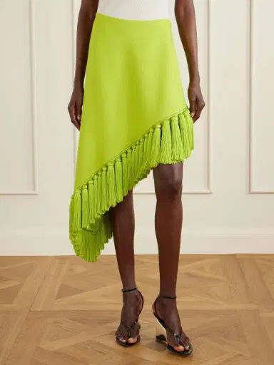 Alaïa Tassle Fringed Asymmetric Wool-gabardine Midi Skirt | Thumbnail 3 Alaïa Tassle Fringed Asymmetric Wool-gabardine Midi Skirt | Thumbnail 3