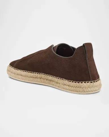 Zegna Men's Triple Stitch Suede Espadrille Sneakers | Thumbnail 3 Zegna Men's Triple Stitch Suede Espadrille Sneakers | Thumbnail 3