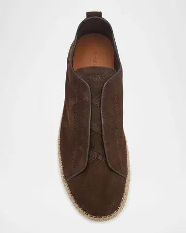 Zegna Men's Triple Stitch Suede Espadrille Sneakers | Thumbnail 5 Zegna Men's Triple Stitch Suede Espadrille Sneakers | Thumbnail 5