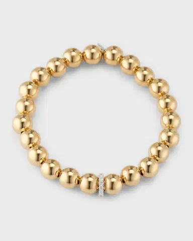 Sydney Evan 14k Yellow Gold Bead and Diamond Rondelle Bracelet | Thumbnail 4 Sydney Evan 14k Yellow Gold Bead and Diamond Rondelle Bracelet | Thumbnail 4