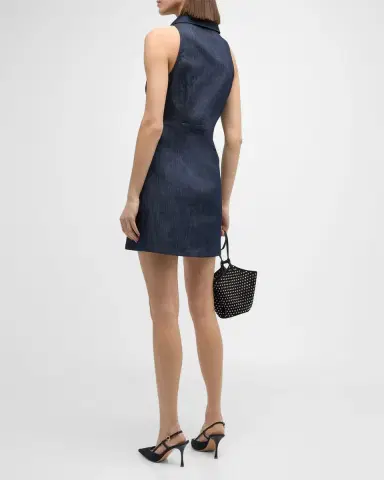 Cinq à Sept Mckenna Sleeveless Knotted Chambray Mini Dress | Thumbnail 4 Cinq à Sept Mckenna Sleeveless Knotted Chambray Mini Dress | Thumbnail 4