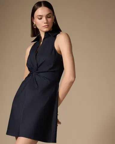 Cinq à Sept Mckenna Sleeveless Knotted Chambray Mini Dress | Thumbnail 5 Cinq à Sept Mckenna Sleeveless Knotted Chambray Mini Dress | Thumbnail 5