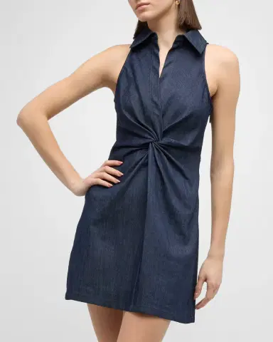 Cinq à Sept Mckenna Sleeveless Knotted Chambray Mini Dress | Thumbnail 8 Cinq à Sept Mckenna Sleeveless Knotted Chambray Mini Dress | Thumbnail 8