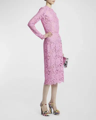 Dolce & Gabbana Floral Lace Long-Sleeve Midi Dress | Thumbnail 3 Dolce & Gabbana Floral Lace Long-Sleeve Midi Dress | Thumbnail 3