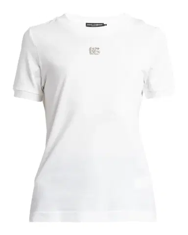 Dolce & Gabbana Cotton T-Shirt with Strass Crystal Logo | Thumbnail 1 Dolce & Gabbana Cotton T-Shirt with Strass Crystal Logo | Thumbnail 1