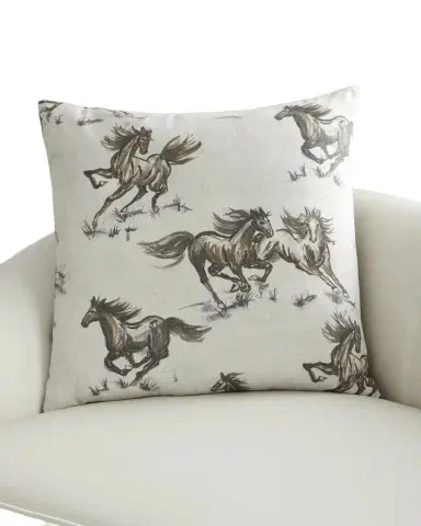 D.V. KAP Home Nokota Horse-Print Pillow, 24" Square | Thumbnail 1 D.V. KAP Home Nokota Horse-Print Pillow, 24" Square | Thumbnail 1