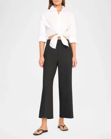 STAUD Lisa Tie-Front Cotton Shirting Crop Top | Thumbnail 2 STAUD Lisa Tie-Front Cotton Shirting Crop Top | Thumbnail 2