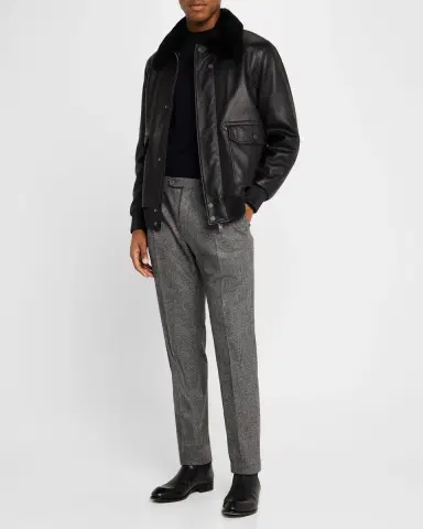 Brioni Men's Soft Grain Deerskin Bomber Jacket | Thumbnail 2 Brioni Men's Soft Grain Deerskin Bomber Jacket | Thumbnail 2