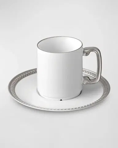 L'Objet Soie Tressee Silver Espresso Cup & Saucer | Thumbnail 2 L'Objet Soie Tressee Silver Espresso Cup & Saucer | Thumbnail 2