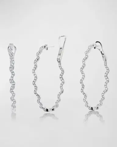 Graziela Gems 18k White Gold Rio Diamond Hoop Earrings | Thumbnail 2 Graziela Gems 18k White Gold Rio Diamond Hoop Earrings | Thumbnail 2