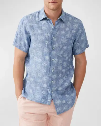 Rodd & Gunn Men's Carleton Embroidered Chambray Short-Sleeve Shirt | Thumbnail 3 Rodd & Gunn Men's Carleton Embroidered Chambray Short-Sleeve Shirt | Thumbnail 3