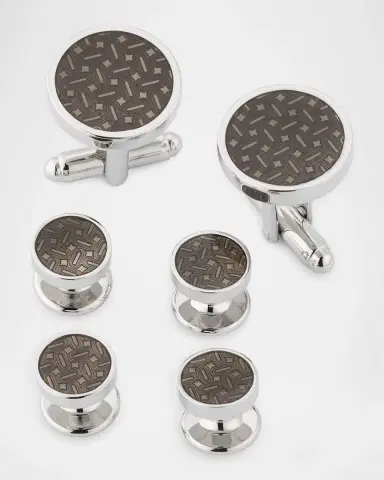 Link Up Men's Round Enamel Abstract Cufflink Stud Set | Thumbnail 3 Link Up Men's Round Enamel Abstract Cufflink Stud Set | Thumbnail 3