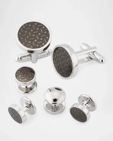 Link Up Men's Round Enamel Abstract Cufflink Stud Set | Thumbnail 4 Link Up Men's Round Enamel Abstract Cufflink Stud Set | Thumbnail 4