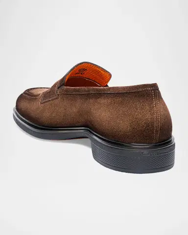 Santoni Men's Easy Suede Penny Loafers | Thumbnail 4 Santoni Men's Easy Suede Penny Loafers | Thumbnail 4