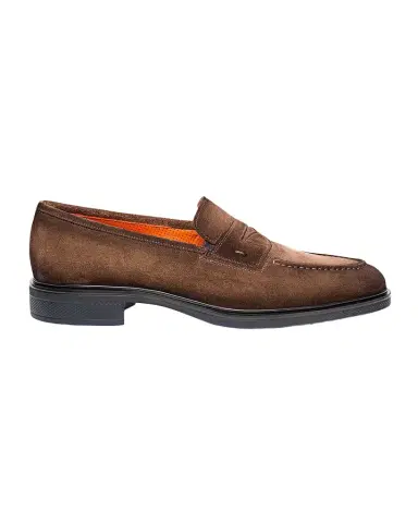 Santoni Men's Easy Suede Penny Loafers | Thumbnail 1 Santoni Men's Easy Suede Penny Loafers | Thumbnail 1