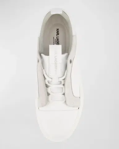 Karl Lagerfeld Paris Men's Leather and Suede Karl Head Low-Top Sneakers | Thumbnail 5 Karl Lagerfeld Paris Men's Leather and Suede Karl Head Low-Top Sneakers | Thumbnail 5