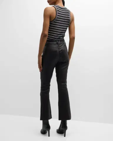 Veronica Beard Carson Leather High-Rise Ankle Flare Jeans | Thumbnail 6 Veronica Beard Carson Leather High-Rise Ankle Flare Jeans | Thumbnail 6