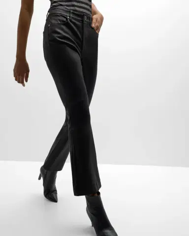 Veronica Beard Carson Leather High-Rise Ankle Flare Jeans | Thumbnail 7 Veronica Beard Carson Leather High-Rise Ankle Flare Jeans | Thumbnail 7