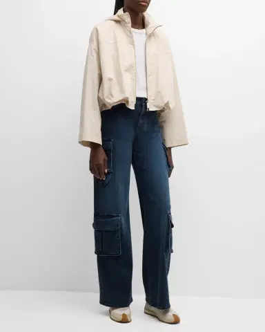 Emporio Armani Cropped Technical Cotton Windbreaker | Thumbnail 2 Emporio Armani Cropped Technical Cotton Windbreaker | Thumbnail 2