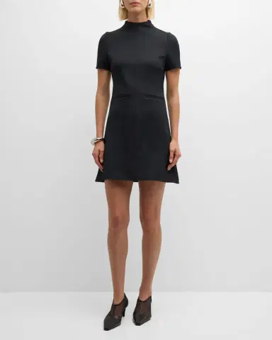 Courrèges Short-Sleeve Twill A-Line Mini Dress | Thumbnail 2 Courrèges Short-Sleeve Twill A-Line Mini Dress | Thumbnail 2