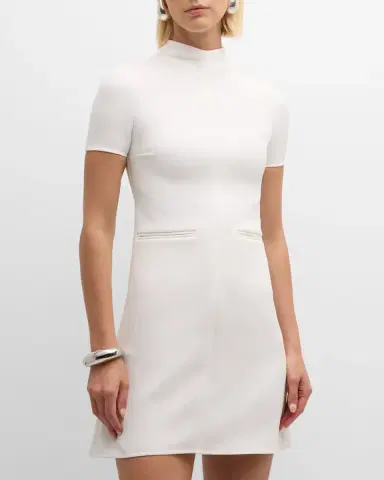 Courrèges Short-Sleeve Twill A-Line Mini Dress | Thumbnail 3 Courrèges Short-Sleeve Twill A-Line Mini Dress | Thumbnail 3
